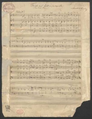 Friede auf Erden; Coro, pf; op. 13