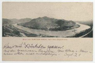 Postkarte mit Abbildung "Blick vom DUBITZER KIRCHL nach dem Elbpanorama."