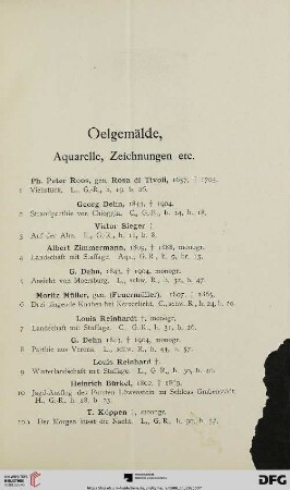 Oelgemälde, Aquarelle, Zeichnungen etc. (Nr. 1-310)