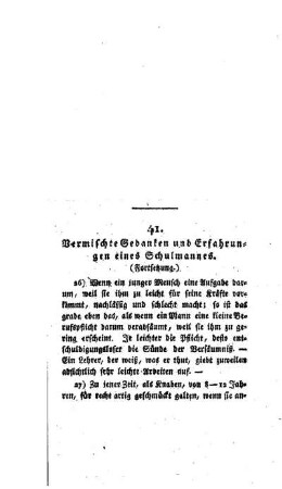 Vermischte Gedanken und Erfahrungen eines Schulmannes : (Fortsetzung) ; [41.]