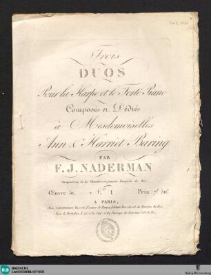 1: Trois duos pour la harpe et le forte piano : Oeuvre 51