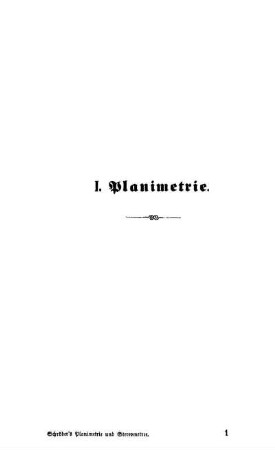 I. Planimetrie.