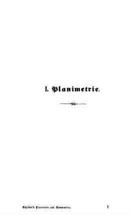 I. Planimetrie.
