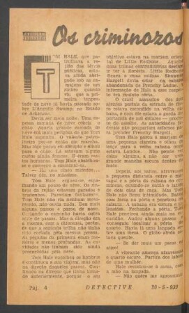 Os criminózos não pódem voar : [Pequena novela]