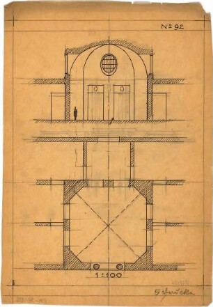 Pfann, Paul; Übungsblätter zur Perspektive - Kuppelbau (Grundriss, Querschnitt)