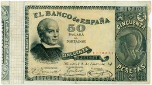 Geldschein, 50 Pesetas, 2.1.1898