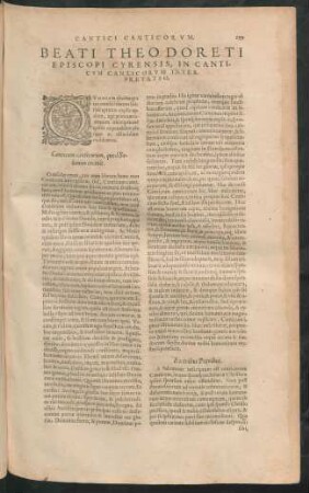 Beati Theodoreti Episcopi Cyrensis, In Canticum Canticorum Interpretatio.