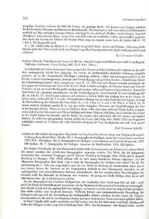 312 [Rezension] Albrecht, Barbara, Vom Dienst der Frau in der Kirche