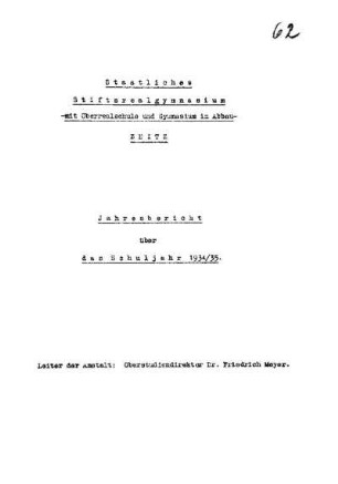 1934/35: Jahresbericht über das Schuljahr ... - 1934/35