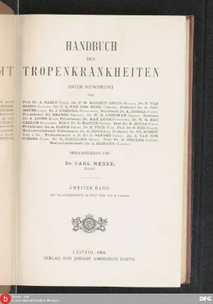 Bd. 2: Handbuch der Tropenkrankheiten