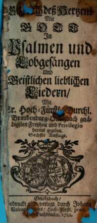 Gespräch deß Hertzens Mit Gott In Psalmen und Lobgesängen Und Geistlichen lieblichen Liedern