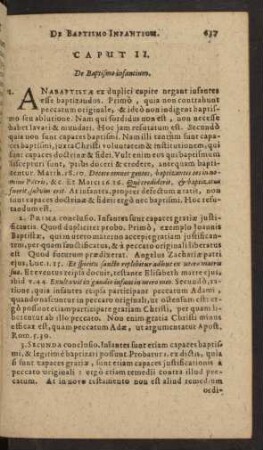 Caput II. De Baptismo infantium.
