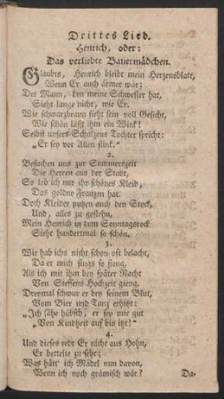 Drittes Lied. Henrich, oder: Das verliebte Bauermädchen.