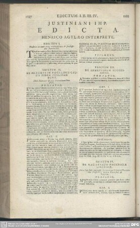 Iustiniani Imp. Edicta Henrico Agylaeo Interprete