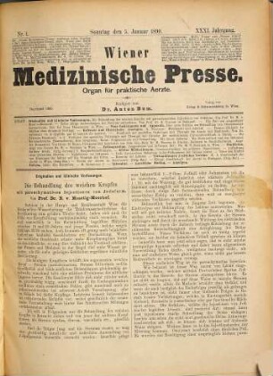 Wiener medizinische Presse : Organ für praktische Ärzte. 31. 1890