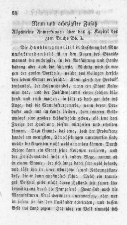 Neun und achtzigster Zusatz. Allgemeine Anmerkungen über das 4. Kapitel des 5ten Buchs Bd. 1.