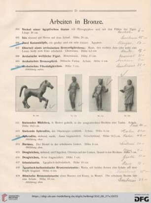 Arbeiten in Bronze (Nr. 404-451)