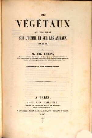 Des végétaux qui croissent sur l'homme et sur les animaux vivants