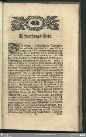 Abdanckungs-Rede