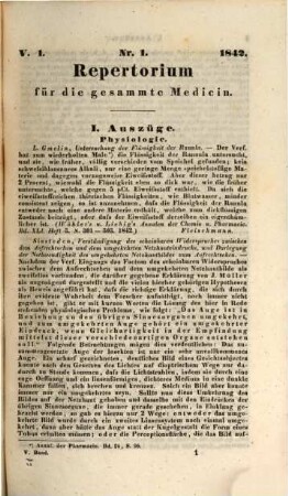 Repertorium für die gesammte Medicin, 1842,5