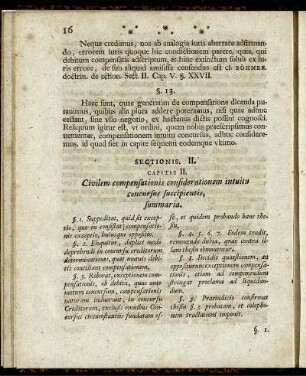 Capitis II. Civilem compensationis considerationem intuitu concursus suscipientis, summaria.