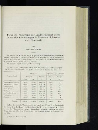 Ueber die Förderung der Landwirthschaft durch öffentliche Zuwendungen in Preussen, Schweden und Dänemark