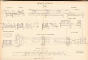 Kanalisierung der Oder Schleuse, Groschowitz: Staustufe, Wehr, Pfeiler: Schnitte 1:250, 1:100