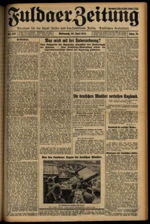Erste Ausgabe vom Mittwoch, den 10. Juni 1931.