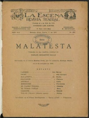 Malatesta : comedia en dos cuadros