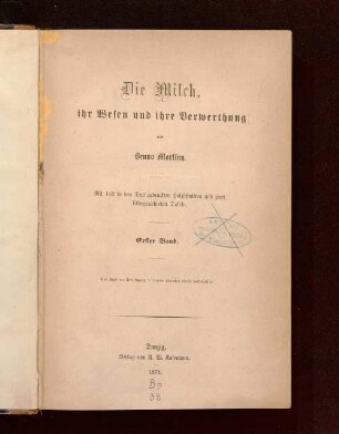 1: Die Milch, ihr Wesen und ihre Verwerthung