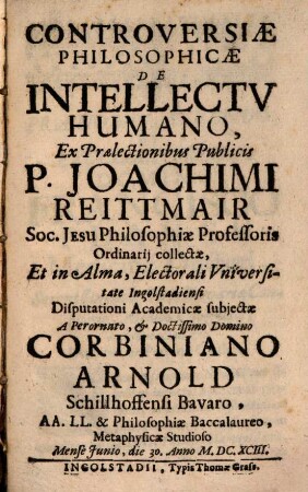 Controversiae philos. de intellectu humano
