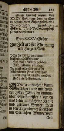 Das XXXV. Gebet Zur Zeit grosser Theurung und Hungers-Noth. - Das XXXVI. Gebet In Theurer Zeit und Hungers-Noth.
