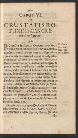 Caput VI. De Crustatis Rotundis Cancris stricte sumtis.