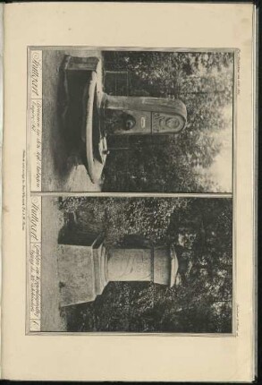 O. Brunnen in den Kgl. Anlagen. Grabstein im Hoppenlauffriedhof.