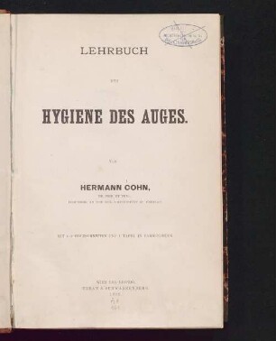 Lehrbuch der Hygiene des Auges