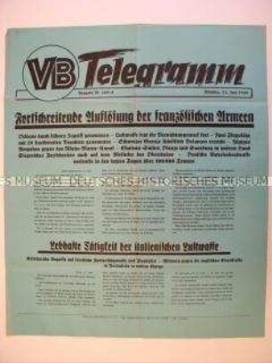 Maueranschlag des "Völkischen Beobachters": "Fortschreitende Auflösung der französischen Armeen"