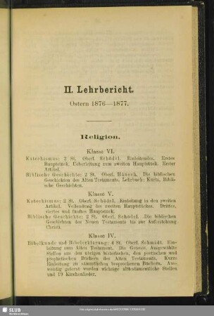 II. Lehrbericht