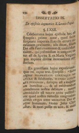 Dissertatio IX. De epistola dogmatica S. Leonis Papae