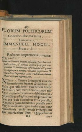 Collectio decima tertia. Respondente Immanuele Hogel.