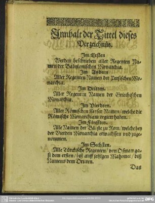 Innhalt der Tittel dieses Verzeichnüs