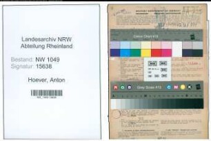Entnazifizierung Anton Hoever , geb. 08.09.1900 (Lehrer)