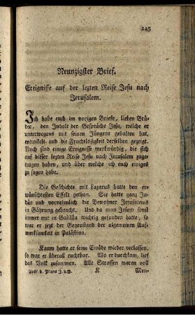 Neunzigster Brief. Ereignisse auf der lezten Reise Jesu nach Jerusalem.