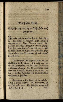 Neunzigster Brief. Ereignisse auf der lezten Reise Jesu nach Jerusalem.
