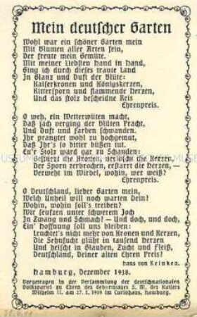 Postkarte mit Gedicht