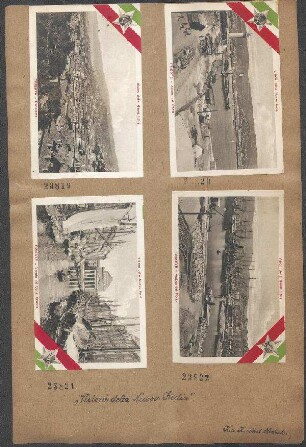 Italienische Propagandepostkarten: Visione della Nuova Italia (Ortsansichten aus Istrien mit Porträts italienischer Heerführer und Politiker): Trieste, veduta del porto, S.A.R. Duca degli Abruzzi, unsign., farbig