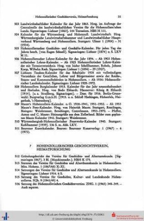 Hohenzollerischer Geschichtsverein, Heimatforschung