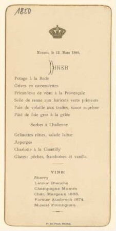 Menükarte : Diner