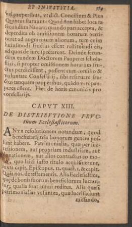 Caput XIII. De Distributione Fructuum Ecclesiasticorum.