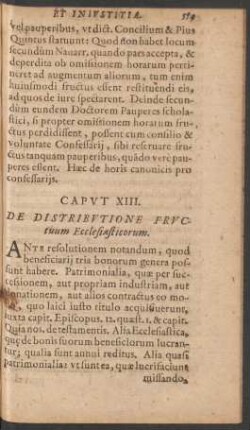 Caput XIII. De Distributione Fructuum Ecclesiasticorum.