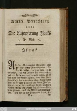 Neunte Betrachtung über Die Aufopferung Isaaks 1. B. Mose. 22.